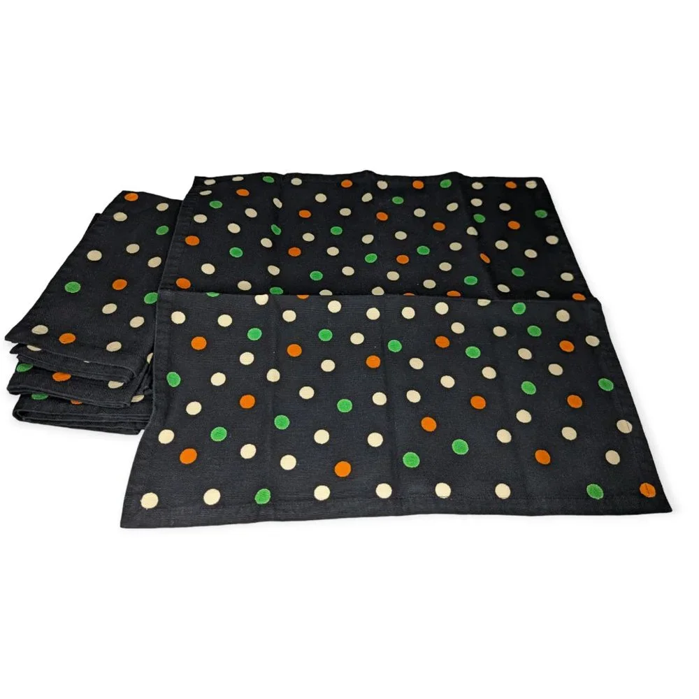 Tag Set of 4 Black & Polka Dot Cloth Napkins